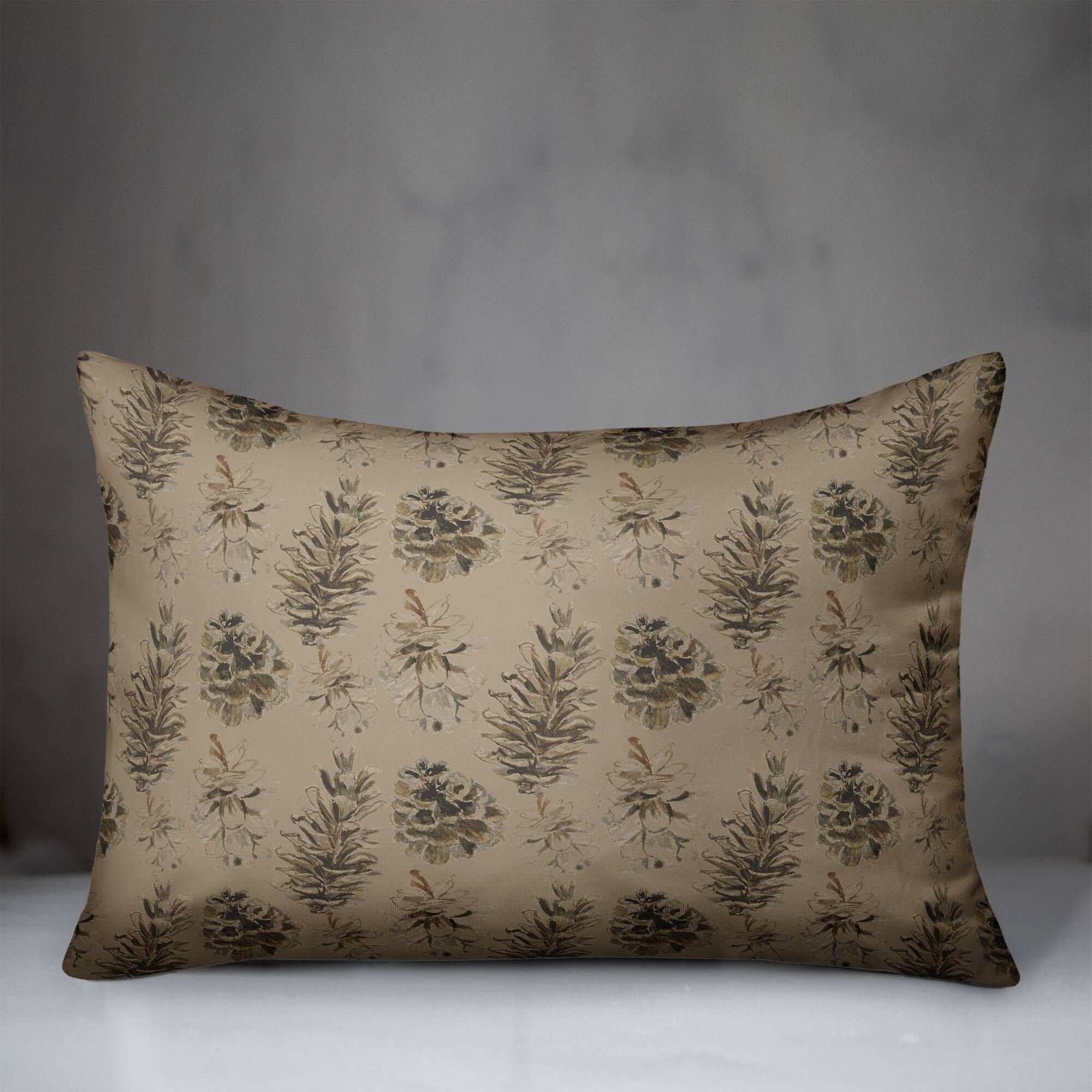 Pinecones on Brown Rectangle Throw Pillow